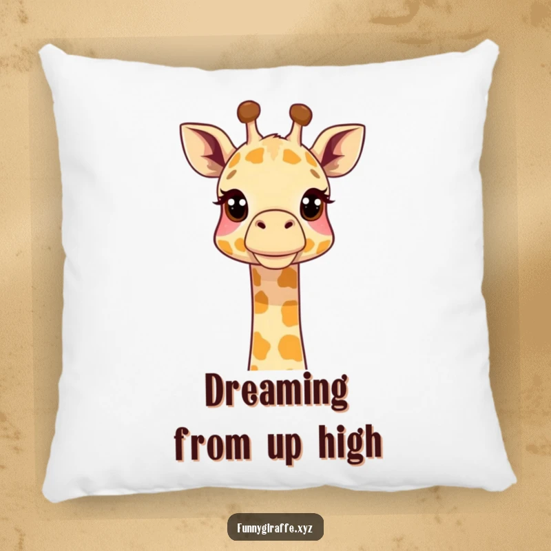 Funny giraffe pillow with a cute giraffe neck extended curiously upwards, perfect for adding a playful touch to furniture.