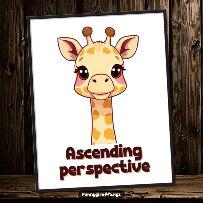 Funny giraffe digital art print of a cute giraffe with its neck extended curiously upwards, ready to download and frame.