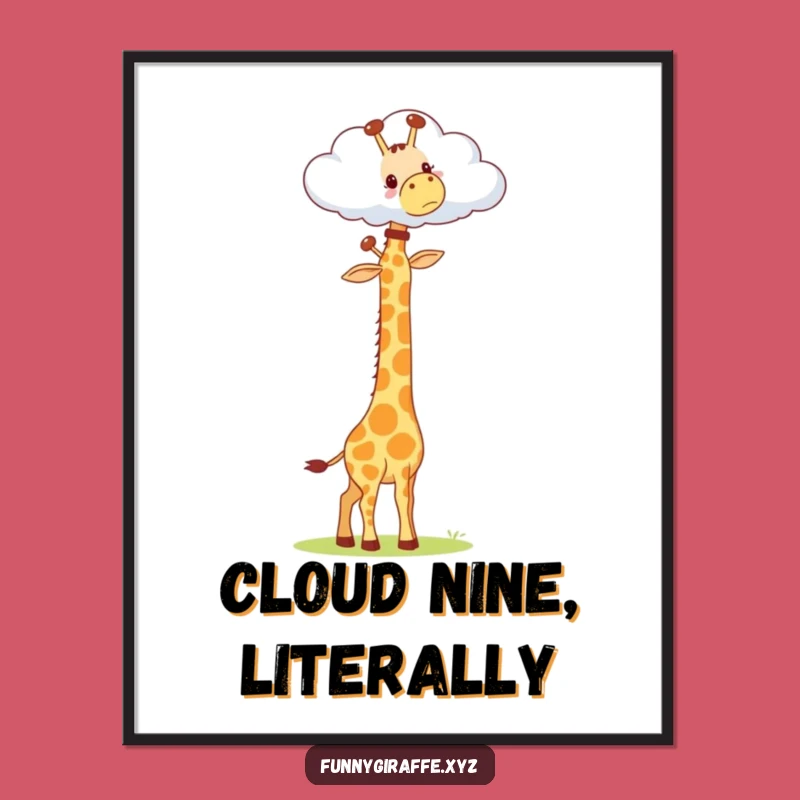 Funny Kawaii Giraffe Digital Print: High-Res Reach for Dreams