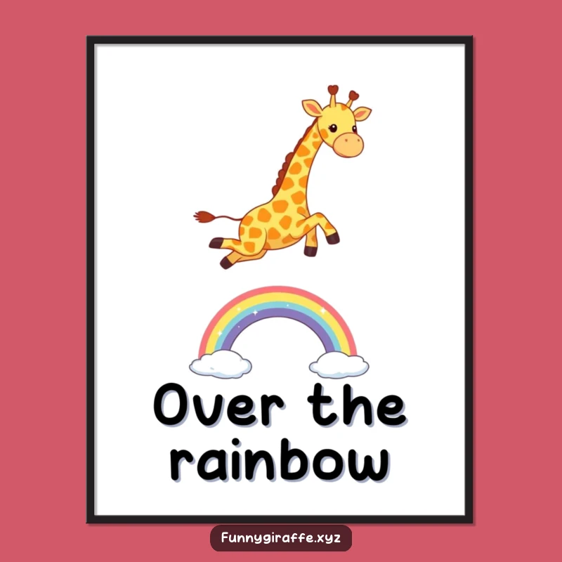 Funny Kawaii Giraffe Rainbow Poster - Vibrant Wall Art