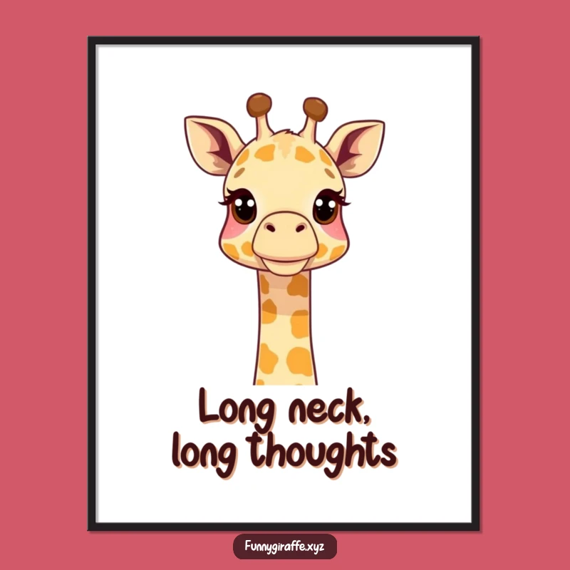 Funny Giraffe Poster - Curious Neck Extended Upwards Wall Art