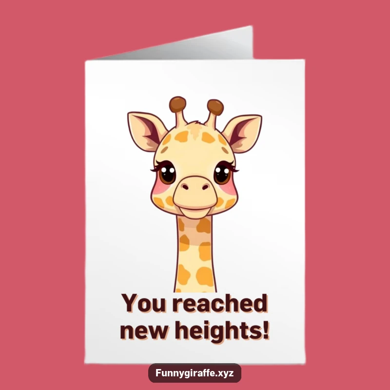 Free Printable Congrats Card: Curious Giraffe Reaching High Funny Downloadable Gift