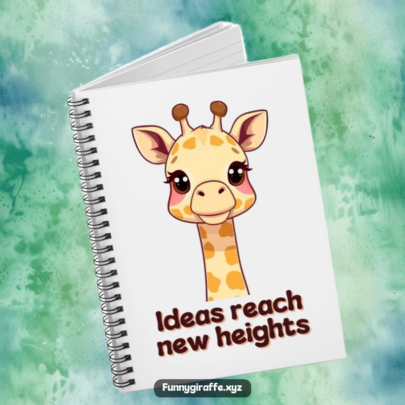 Funny giraffe notebook with a cute giraffe stretching its neck curiously upwards, perfect for writing and drawing.
