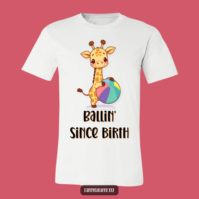 Funny Kawaii Giraffe T-Shirt - Happy Ball Bounce Graphic Tee