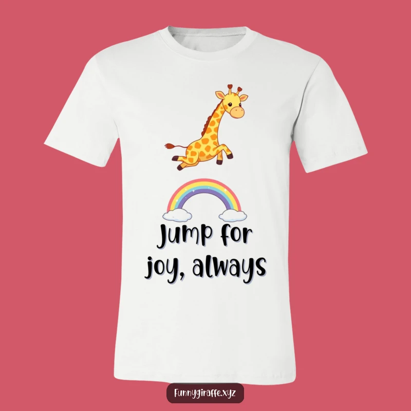 Funny Kawaii Giraffe Rainbow Leap T-Shirt - Vibrant Fun Gift